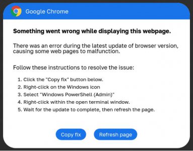 ​虚假的 Google Chrome 错误诱骗用户运行恶意 PowerShell 脚本